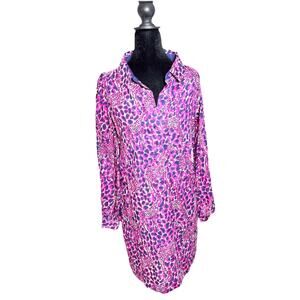 Lilly Pulitzer Davie Hollyhock Gigi Giraffe Print Dress Pink Purple No Belt